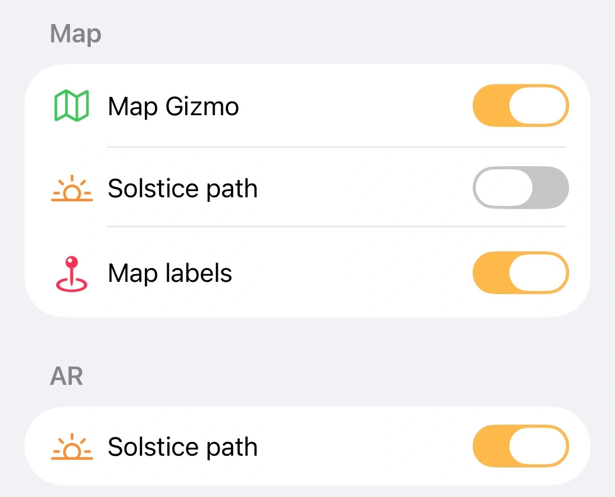 Solstice path toggles in SunCast settings