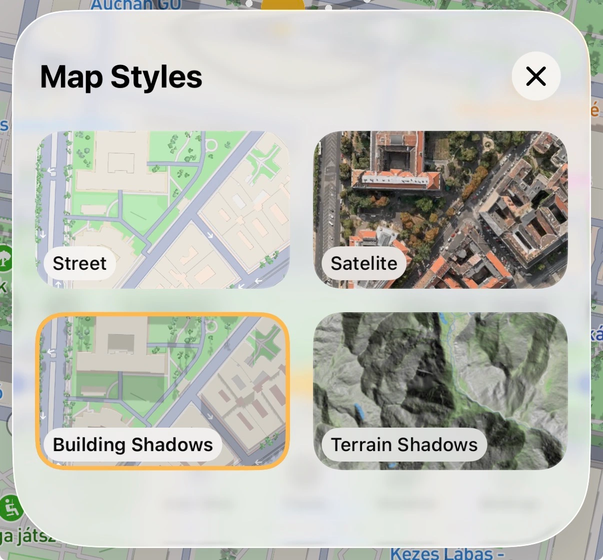 Map style options in SunCast