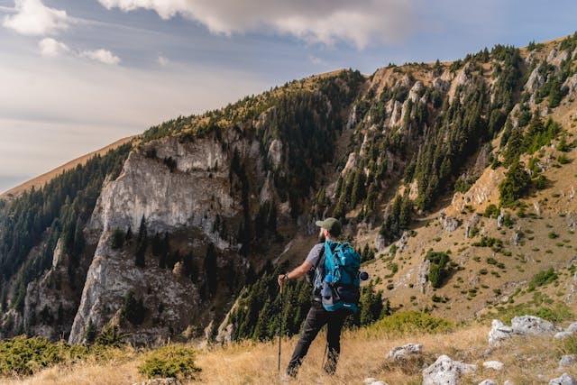 Hiker on a mountain trail
